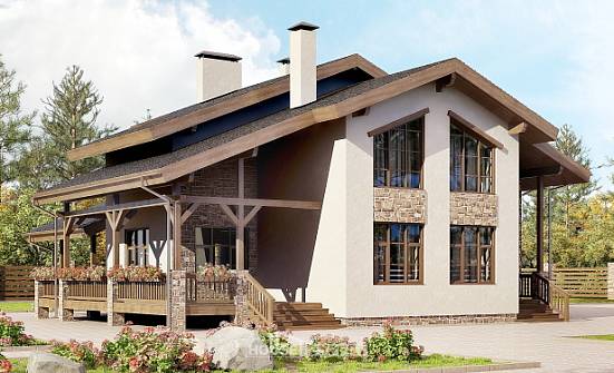 240-003-Л Проект двухэтажного дома с мансардным этажом, красивый загородный дом из кирпича Кызыл | Проекты домов от House Expert