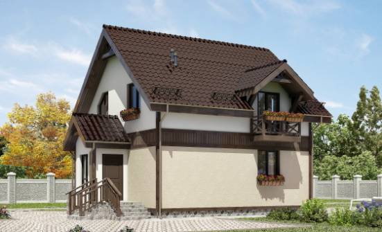 105-001-П Проект двухэтажного дома мансардой, недорогой домик из поризованных блоков Кызыл | Проекты домов от House Expert