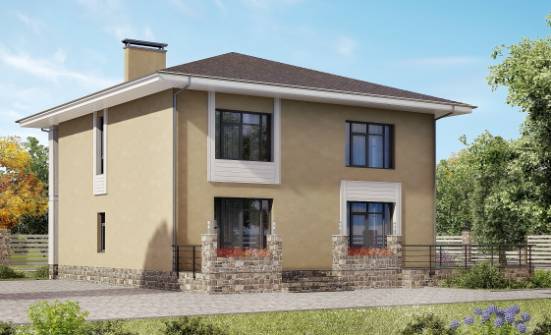 180-015-Л Проект двухэтажного дома, компактный коттедж из пеноблока Кызыл | Проекты домов от House Expert