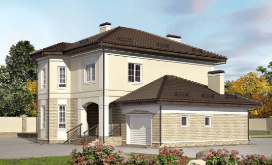 220-007-П Проект двухэтажного дома и гаражом, средний загородный дом из кирпича Кызыл | Проекты домов от House Expert
