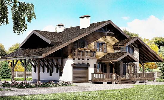 270-001-Л Проект двухэтажного дома мансардный этаж и гаражом, простой домик из кирпича Кызыл | Проекты домов от House Expert