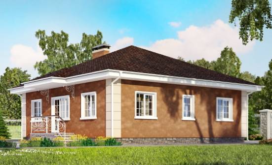 100-001-Л Проект одноэтажного дома, доступный домик из пеноблока Кызыл | Проекты одноэтажных домов от House Expert