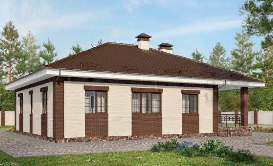 160-015-П Проект одноэтажного дома и гаражом, бюджетный загородный дом из блока Кызыл | Проекты домов от House Expert
