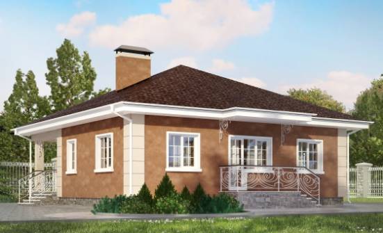 100-001-Л Проект одноэтажного дома, доступный домик из пеноблока Кызыл | Проекты одноэтажных домов от House Expert