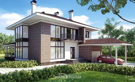 340-001-П Проект двухэтажного дома, гараж, классический домик из кирпича Кызыл | Проекты домов от House Expert