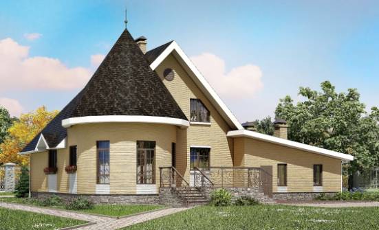 250-001-Л Проект двухэтажного дома с мансардным этажом, гараж, простой дом из арболита Кызыл | Проекты домов от House Expert