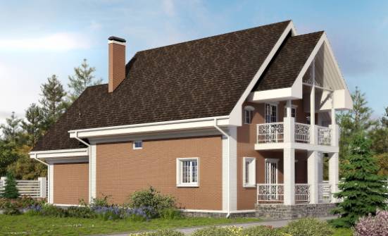 185-003-П Проект двухэтажного дома с мансардой, гараж, средний дом из бризолита Кызыл | Проекты домов от House Expert