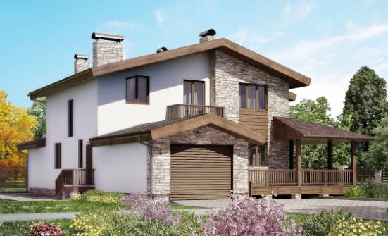 220-001-П Проект двухэтажного дома с мансардой, гараж, классический домик из блока Кызыл | Проекты домов от House Expert