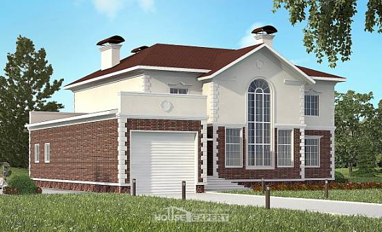 380-001-Л Проект двухэтажного дома и гаражом, современный загородный дом из кирпича Кызыл | Проекты домов от House Expert
