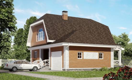160-006-П Проект двухэтажного дома с мансардой и гаражом, средний коттедж из бризолита Кызыл | Проекты домов от House Expert