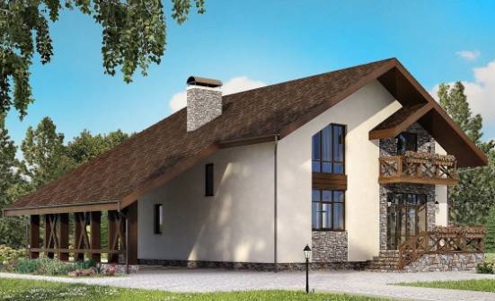 155-007-П Проект двухэтажного дома мансардой и гаражом, уютный дом из теплоблока Кызыл | Проекты домов от House Expert
