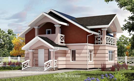 155-009-Л Проект двухэтажного дома мансардой, компактный коттедж из блока Кызыл | Проекты домов от House Expert