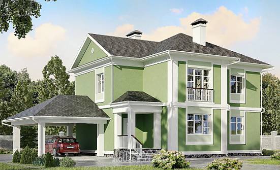 170-001-Л Проект двухэтажного дома, гараж, доступный домик из бризолита Кызыл | Проекты домов от House Expert