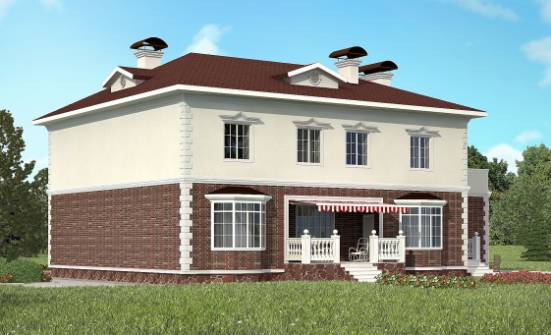 380-001-Л Проект двухэтажного дома и гаражом, современный загородный дом из кирпича Кызыл | Проекты домов от House Expert