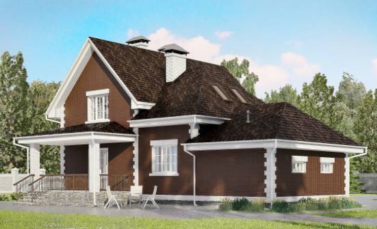 190-003-Л Проект двухэтажного дома с мансардным этажом и гаражом, простой коттедж из теплоблока Кызыл | Проекты домов от House Expert