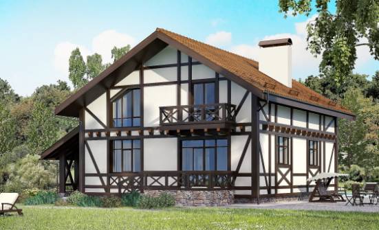 155-002-П Проект двухэтажного дома с мансардой и гаражом, экономичный загородный дом из арболита Кызыл | Проекты домов от House Expert