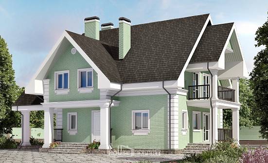 140-003-Л Проект двухэтажного дома мансардный этаж и гаражом, небольшой загородный дом из теплоблока Кызыл | Проекты домов от House Expert