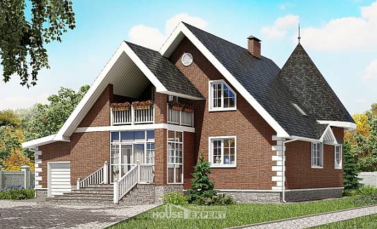 220-002-Л Проект двухэтажного дома с мансардным этажом, гараж, уютный дом из бризолита Кызыл | Проекты домов от House Expert