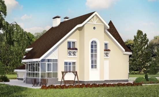 275-001-Л Проект двухэтажного дома с мансардой, гараж, большой загородный дом из кирпича Кызыл | Проекты домов от House Expert
