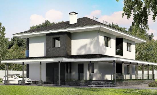 245-002-П Проект двухэтажного дома, гараж, красивый загородный дом из твинблока Кызыл | Проекты домов от House Expert