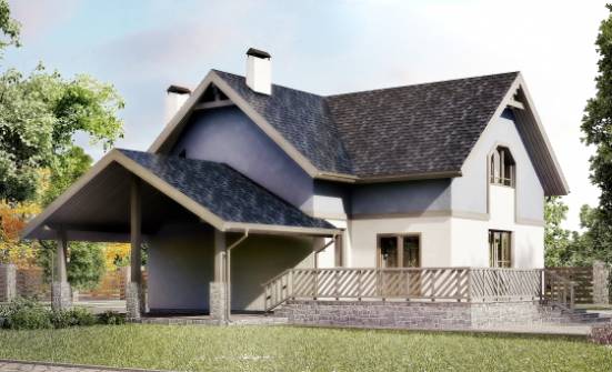 150-011-П Проект двухэтажного дома мансардой, гараж, экономичный домик из теплоблока Кызыл | Проекты домов от House Expert