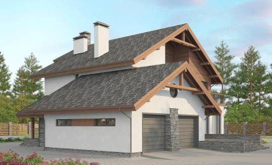 270-003-Л Проект двухэтажного дома с мансардой, гараж, современный домик из теплоблока Кызыл | Проекты домов от House Expert