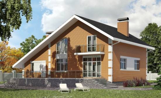 190-006-П Проект двухэтажного дома с мансардой и гаражом, уютный загородный дом из газобетона Кызыл | Проекты домов от House Expert