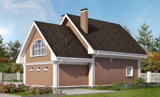 185-003-П Проект двухэтажного дома с мансардой, гараж, средний дом из бризолита Кызыл | Проекты домов от House Expert