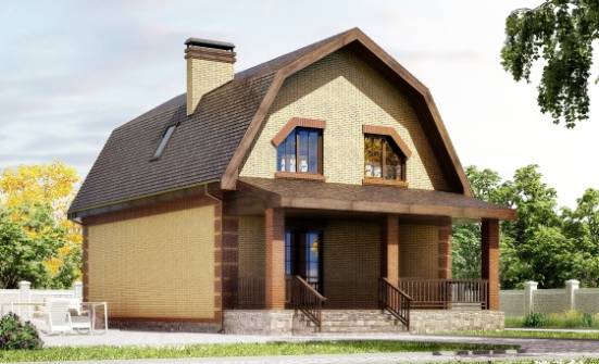 130-005-Л Проект двухэтажного дома мансардой, небольшой коттедж из блока Кызыл | Проекты домов от House Expert