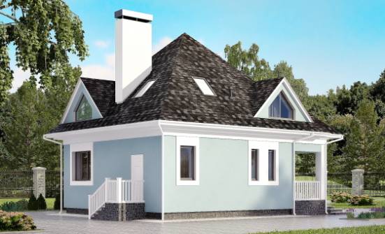 110-001-Л Проект двухэтажного дома с мансардным этажом, доступный коттедж из керамзитобетонных блоков Кызыл | Проекты домов от House Expert