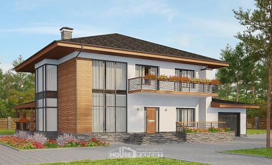 305-001-П Проект двухэтажного дома, гараж, просторный коттедж из блока Кызыл | Проекты домов от House Expert