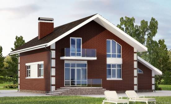 180-001-Л Проект двухэтажного дома мансардный этаж и гаражом, бюджетный домик из пеноблока Кызыл | Проекты домов от House Expert