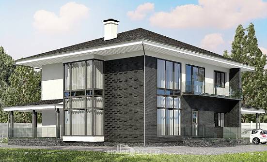 245-002-П Проект двухэтажного дома, гараж, красивый загородный дом из твинблока Кызыл | Проекты домов от House Expert