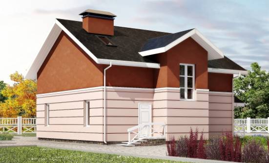 155-009-Л Проект двухэтажного дома мансардой, компактный коттедж из блока Кызыл | Проекты домов от House Expert