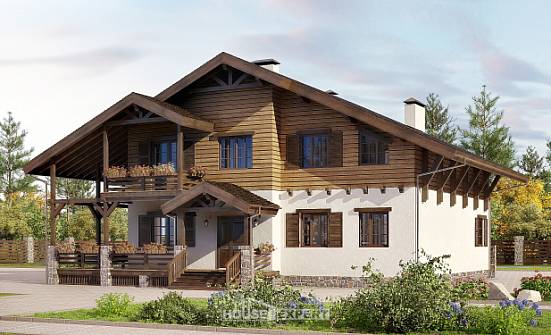 260-001-П Проект двухэтажного дома с мансардой, просторный загородный дом из кирпича Кызыл | Проекты домов от House Expert
