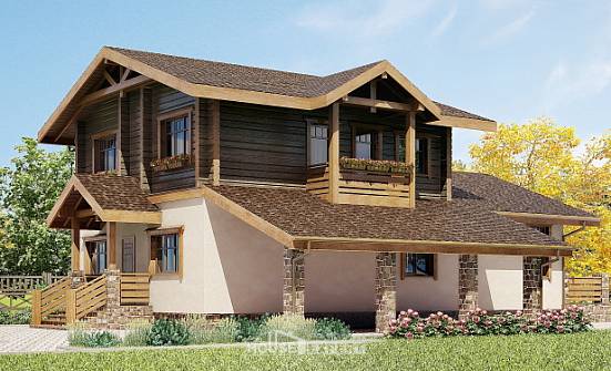 170-004-П Проект двухэтажного дома с мансардой и гаражом, красивый дом из газосиликатных блоков из дерева Кызыл | Проекты домов от House Expert