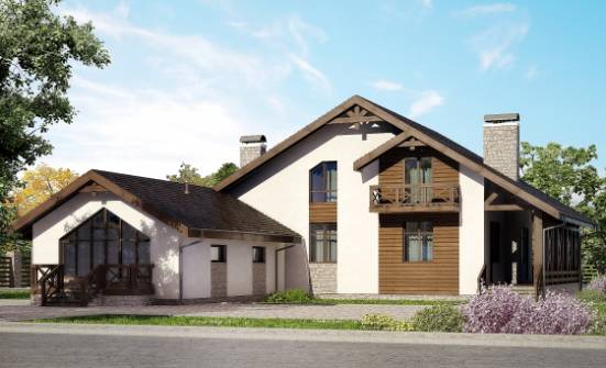 265-001-П Проект двухэтажного дома мансардой и гаражом, уютный загородный дом из поризованных блоков Кызыл | Проекты домов от House Expert