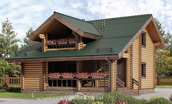 110-005-П Проект двухэтажного дома с мансардой, классический домик из бревен Кызыл | Проекты домов от House Expert
