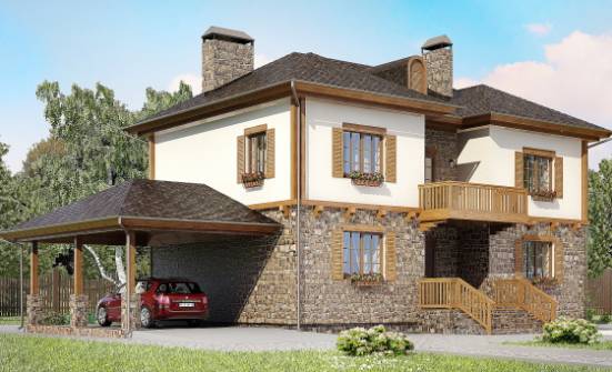 155-006-Л Проект двухэтажного дома и гаражом, недорогой дом из теплоблока Кызыл | Проекты домов от House Expert