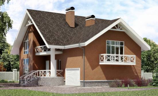 215-001-П Проект двухэтажного дома мансардой и гаражом, современный дом из блока Кызыл | Проекты домов от House Expert