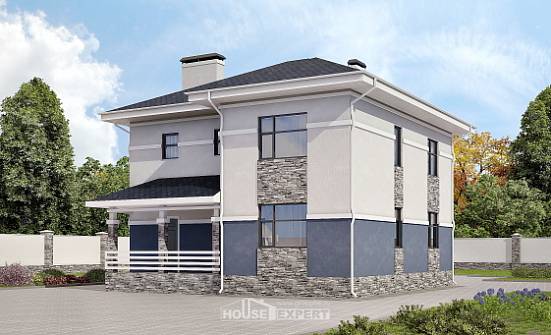 150-014-Л Проект двухэтажного дома, бюджетный коттедж из бризолита Кызыл | Проекты домов от House Expert