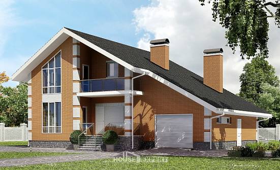 190-006-П Проект двухэтажного дома с мансардой и гаражом, уютный загородный дом из газобетона Кызыл | Проекты домов от House Expert