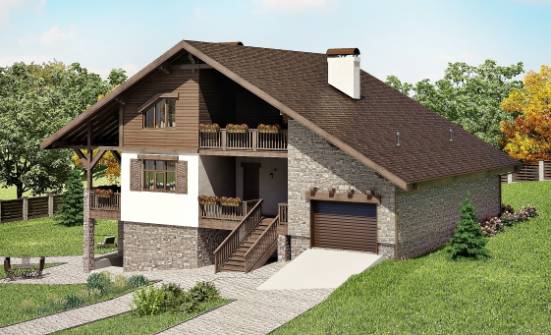 300-003-П Проект трехэтажного дома с мансардой, гараж, уютный домик из кирпича Кызыл | Проекты домов от House Expert