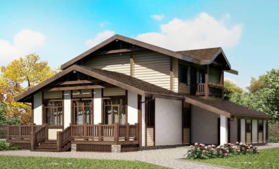 190-004-П Проект двухэтажного дома мансардой, гараж, средний загородный дом из пеноблока из бревен Кызыл | Проекты домов от House Expert
