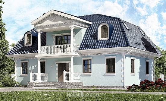 210-004-Л Проект двухэтажного дома с мансардой, уютный загородный дом из поризованных блоков Кызыл | Проекты домов от House Expert
