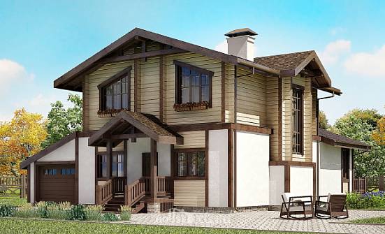190-004-П Проект двухэтажного дома мансардой, гараж, средний загородный дом из пеноблока из бревен Кызыл | Проекты домов от House Expert
