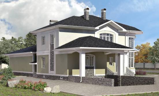 620-001-Л Проект трехэтажного дома и гаражом, красивый домик из арболита Кызыл | Проекты домов от House Expert