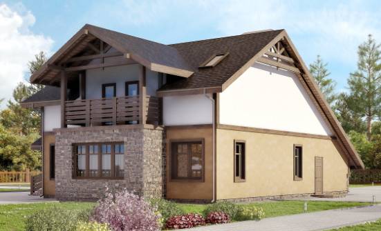 180-011-Л Проект двухэтажного дома мансардой, гараж, экономичный дом из арболита Кызыл | Проекты домов от House Expert