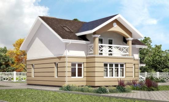 155-009-П Проект двухэтажного дома мансардный этаж, недорогой домик из арболита Кызыл | Проекты домов от House Expert