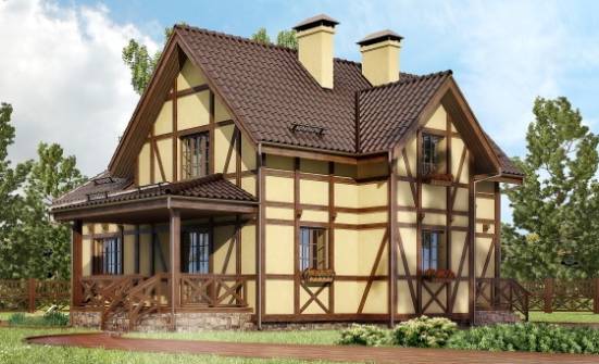 160-003-П Проект двухэтажного дома с мансардным этажом, доступный загородный дом из пеноблока Кызыл | Проекты домов от House Expert